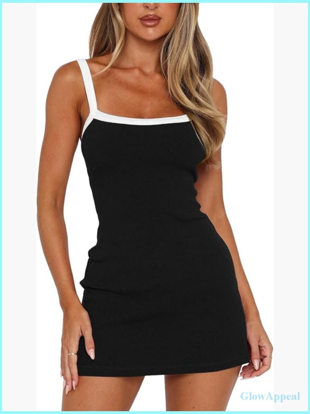 Ribbed Bodycon Square Neck Sleeveless Tank Mini Dress